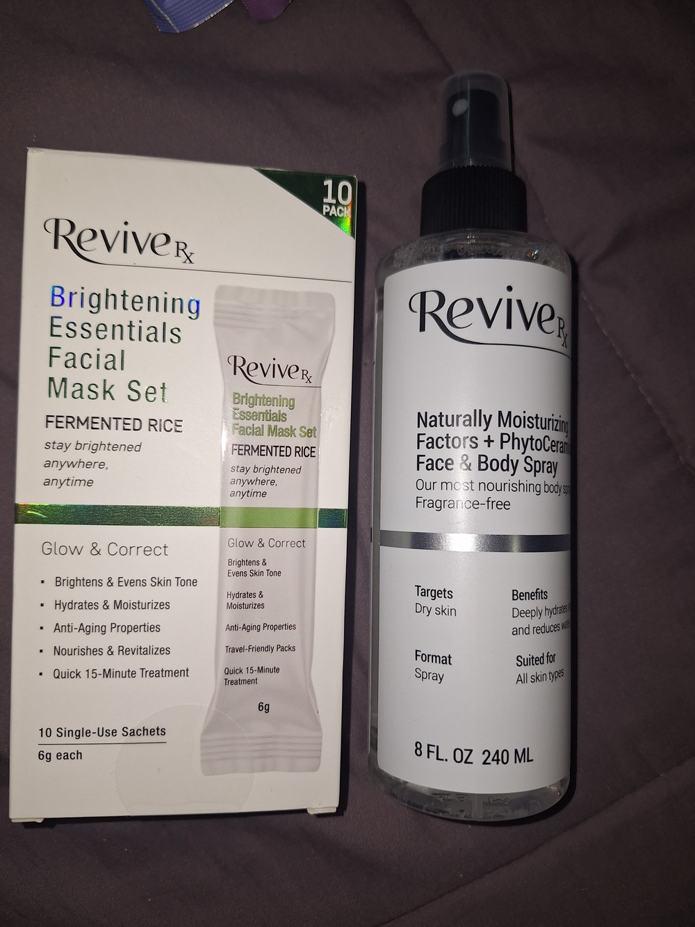 Revive Rx Naturally Moisturizing Face & Body Spray And Brightening Mask Set